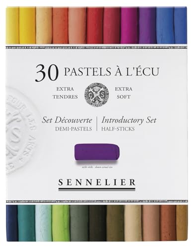 SENNELIER Extra-Soft French Half Pastel Professional Artist Box Set, 30-Colors