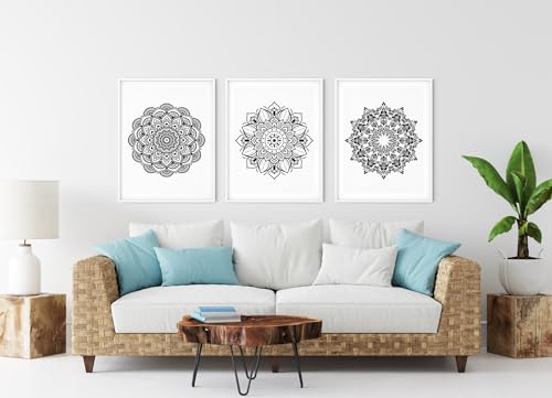 YKW 4 Pack Mandala Stencils for Painting - Reusable Large Mandala Templates - 14.5x7.7 Patterns for Wall, Fabric, Wood, Heterosexual Stone - DIY Home Decor Art Craft Supplies, Translucent and Soft - style: Large Half Mandala