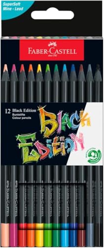 Faber-Castell Black Edition Colored Pencils| Great Back to School Art Supplies | Classic (12 Count) - color: Classic, size: 1 Count (Pack of 12)