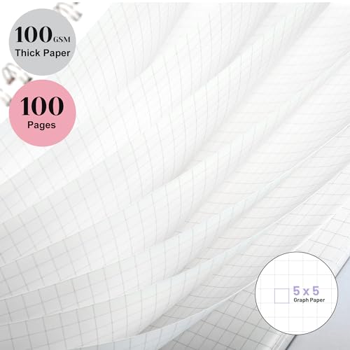 Yoment Graph Paper Notebook Spiral Notebook 8.5 x 11 Large Grid Notebooks | 100 GSM Thick Graph Paper, A4 Plastic Cover Graphing Notebook for Work School Engineering, A4 Black - color: Black, style: E - Graph - A4