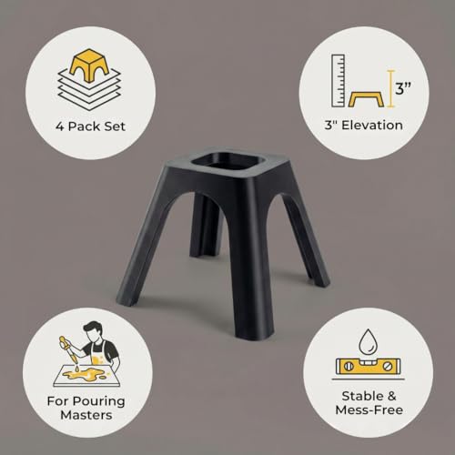 4-Pack Canvas Stands for Paint Pouring | Canvas Feet Risers Elevators Tool Holder for Acrylic Paint Pouring | Suitable for Crafts, Artworks Projects, Handicrafts (Black, 2 Inches) - size: 2 Inches (Pack of 4), style: 2 Inch es
