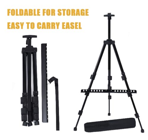 MXG Aluminum Art Easel,Professional Black Display Easel for Painting&Sign | 17-61 Inch Adjustable Height Tabletop & Floor standing Poster Stand 25lb Capacity for Canvas,Whiteboard,Home & Office - color: black