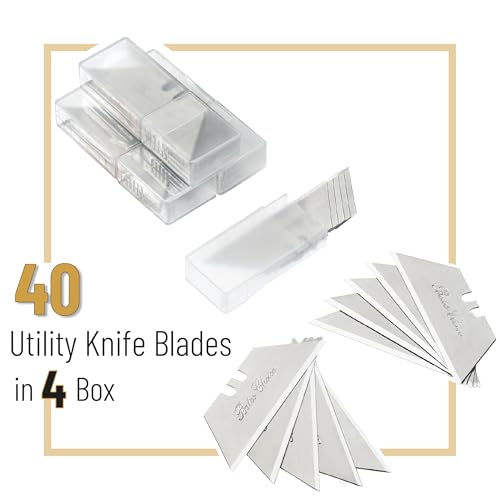 Bates- Utility Knife Blades, 40 Pack, Silver, Carbon Steel, Replacement Blade for Box Cutters with Plastic Case - color: Silver in Boxes, size: 40 Pack