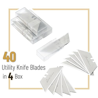 Bates- Utility Knife Blades, 40 Pack, Silver, Carbon Steel, Replacement Blade for Box Cutters with Plastic Case - color: Silver in Boxes, size: 40 Pack