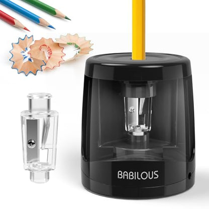 Babilous Automatic Electric Pencil Sharpener for Kids, USB Battery Powered - color: Black
