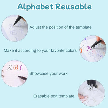 1/3, 1/2, 3/4, 1, 2 Inch Letter Stencils for Painting, 45 Pcs Reusable Plastic Alphabet and Number Symbols Stencils for ournal Notebook, Diary, Scrapbook Decor Supplies Crafts Art Projects