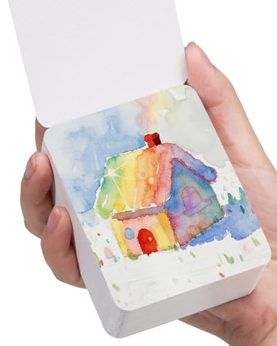 Lightwish 60 Sheets Mini Watercolor Sketchbook 2.6 x 3.3 inch Hot Press 300gsm/140lb, Travel Size Portable Tearable Square Painting Notebook, Square Watercolor Sketch Book Art Paper Sketchbook - size: 2.6 x 3.3 inch