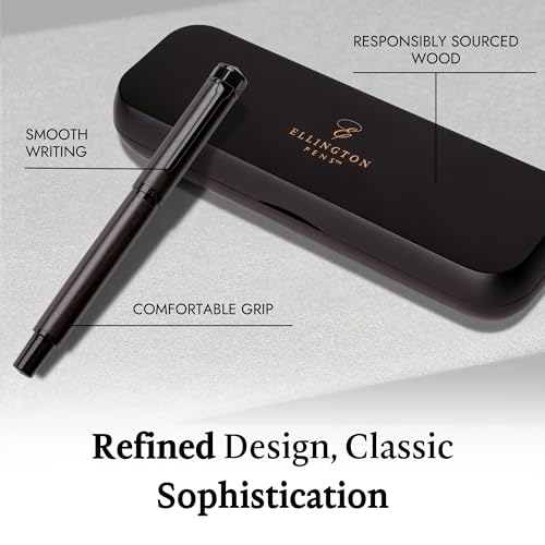 Ellington Pens Luxury Wood Fountain Pen Set – Extra Fine Nib - Includes 6 Ink Cartridges, Wooden Pen Gift Box, Ink Converter - Wood Pen For Writing, Calligraphy, Journaling, Drawing (Ebon Elegance) - color: Ebon Elegance, style: Extra Fine