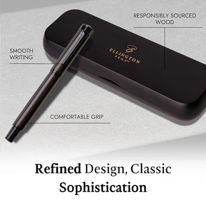 Ellington Pens Luxury Wood Fountain Pen Set – Extra Fine Nib - Includes 6 Ink Cartridges, Wooden Pen Gift Box, Ink Converter - Wood Pen For Writing, Calligraphy, Journaling, Drawing (Ebon Elegance) - color: Ebon Elegance, style: Extra Fine