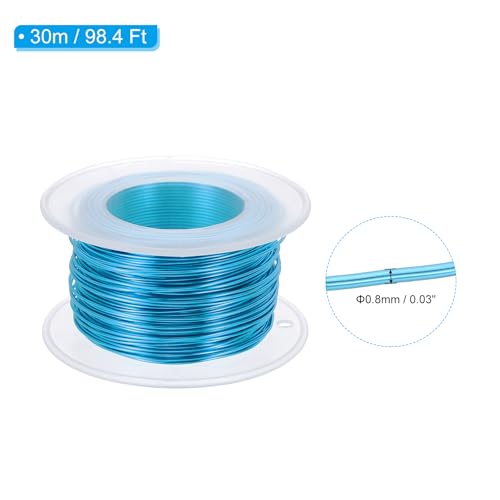 PATIKIL 20 Gauge 0.8mm Aluminum Craft Wire, 98.4 Ft Metal Wire Armature Bendable Wire for Jewelry Making Metal Wrap DIY, Bright Blue - color: Bright Blue, size: 0.8 mm x 30 m