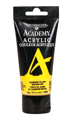GRUMBACHER CHARTPAK Gbc034p Acrylic Paint 75ml Cadmium Yellow Medium Hue (C034P) - color: Cadmium Yellow Medium Hue, size: 2.5 Ounce (Pack of 1)