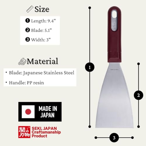 ALLEX Japanese Putty Knife 3" for Art and Paint, Flexible Japanese Stainless Steel Blade, Heavy Duty Full Tang Handle, Made in JAPAN - size: 3"