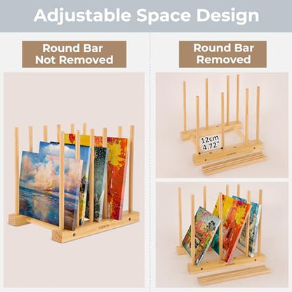 Tabletop Art Storage Rack - Wooden Drying & Display Rack with Adjustable Slots for Organizing Canvas, Prints, Artwork, Panels, and Posters - Ideal Organizer for Studios & Galleries - size: Desktop Art Rack