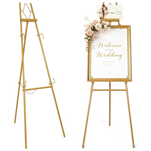 53.9" Gold Easel Stand for Sign, Display Easel for Wedding Sign, Painting - color: Gold DM