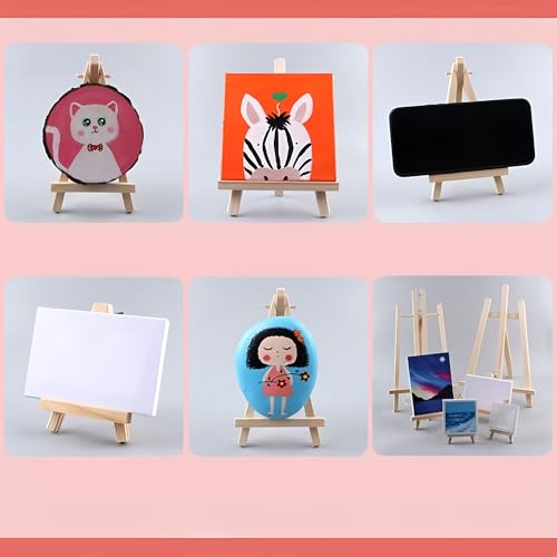 4PCS 9" Wood Display Easel, Portable Canvas Photo Picture Sign Holder, Natural Wooden Tabletop Stand for Small Canvas Art Photos Business Cards Wedding Decoration Painting Studio - style: 9 Inch