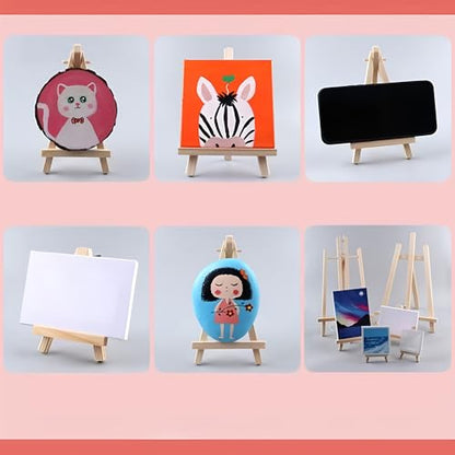 4PCS 6" Mini Wood Display Easel Natural Wooden Tabletop Stand for Small Canvas Art Photos Business Cards Wedding Decoration Painting Studio - style: 6 Inch