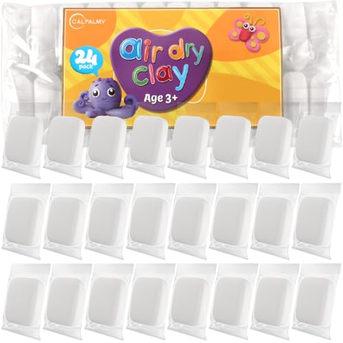 CALPALMY Air Dry Clay (8.5oz), Bulk 24-Pack White Moldable Foam Clay, Airdry Soft Clay for Kids Gifts Partty and School Project Supplies, Perfect for Crafts Cosplay Sculpting and Artistic Projects - color: White, size: 240g (10g/Per Pack)