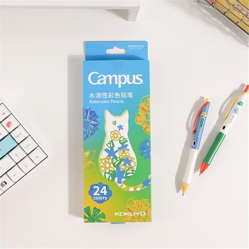 KOKUYO Colored Pencils for Coloring and Drawing, Premium Water Color, Back to School Supplies, Multicolor for Art, 24 Count (Blue Box)