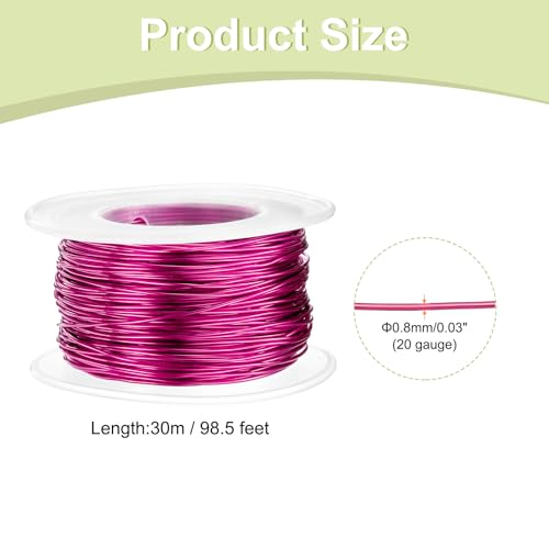 HARFINGTON 20 Gauge Aluminum Craft Wire 0.8mm 98.5ft Flexible Bendable Anodized Metal Jewelry Sculpting Wire for Jewelry Making Modelling Craft DIY, Rose Red - color: Rose Red, size: 30M x 0.8mm