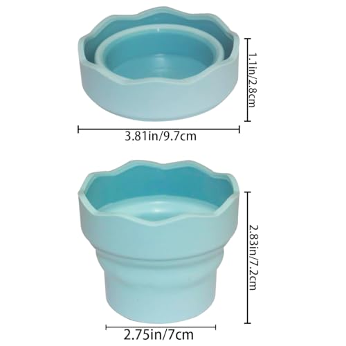 3 PCS Collapsible Paint Brush Washer Mini Foldable Silicone Watercolor Acrylic Oil Painting Silicone Washing Bucket Brush Holder Organizer Painting Water Cup for Watercolor Oil Painting - color: Blue