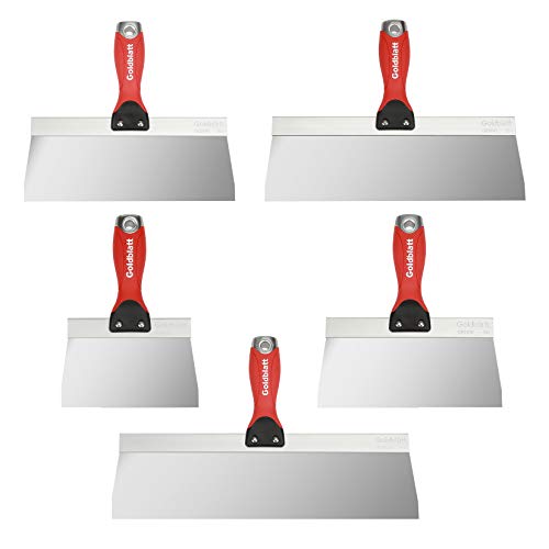Goldblatt 5 Piece Stainless Steel Taping Knife Set for Drywall Finishing | 6 to 14 in, Drywall Knife, Putty Knife, Plaster & Taping Blade, Stainless Steel, Alloy Nail-set End, for Joint Compound