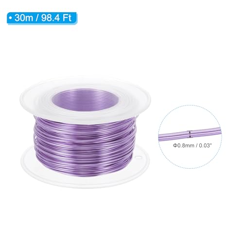 PATIKIL 20 Gauge 0.8mm Aluminum Craft Wire, 98.4 Ft Metal Wire Armature Bendable Wire for Jewelry Making Metal Wrap DIY, Light Purple - color: Light Purple, size: 0.8 mm x 30 m