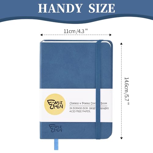 5.7x4.1" Hardcover Mixed Media sketchbook,Pocket Junk Journal Supplies - color: PU Cover-5.7x4.1in-Dark Blue