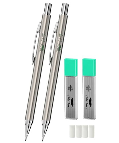 Mr. Pen- Metal Mechanical Pencil Set with Lead Refills & Erasers, 2 Pack - style: 0.7mm