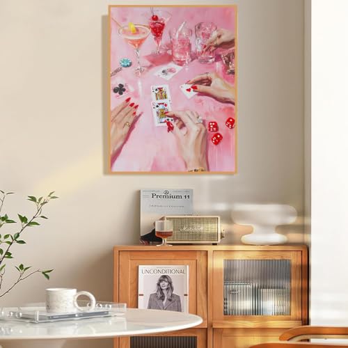 Pink Poker Diamond Art Kits for Adults Diamond Painting Kit for Beginner - color: DP04363, size: Round Drill