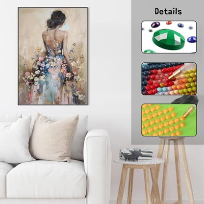 GUMITOON Diamond Art Kits for Adults-Pink Bow Full Drill Diamond Dots Paintings for Beginners, Round 5D Paint with Diamonds Pictures Gem Art Painting Kits DIY Crafts Kits 12"x16" QCY-149 - color: QCY-161