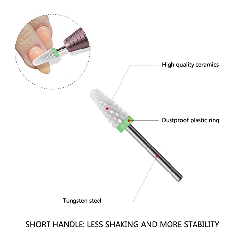Ceramic Nail Drill Bit 10Pcs-3/32 Nail Drill Bits for Acrylic Nails,Professional Electric Nail Drill for Crystal Nail Extension Nail Removal,The Short Handle Does Not Shake. - size: Combo 05
