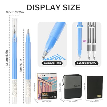 ZSCM 48 Colors 3D Acrylic Gel Pens & Black Paper Sketchbook for Drawing - color: 48 Colors