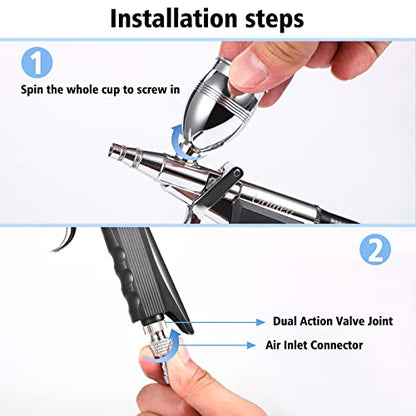 Airbrush Trigger Gun Double Action Air Brush with 0.4 mm Needles 2CC/5CC/13CC Cup for Painting - color: 166AK 0.4mm airbrush kit
