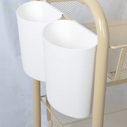 Cabilock Hanging Cup Holders, 4 Pack Plastic Rolling Cart Organizer, White | Hanging Storage Basket, For Pencil Makeup Art Craft Beauty Salon, Space Saving