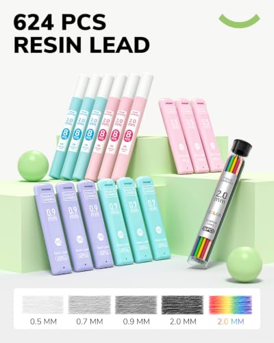 Four Candies 36PCS Mechanical Pencil Set with 624 Lead Refills(Light Green) - color: Light Green