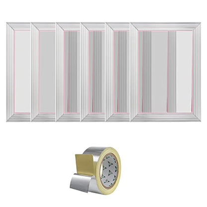 VEVOR 6 Pieces Aluminum, 10x14inch Silk Screen Frame with 110 Count High Tension Nylon Mesh and Sealing Tape for T-Shirts DIY Printing, Silver - size: 10x14inch, style: 6 Pieces