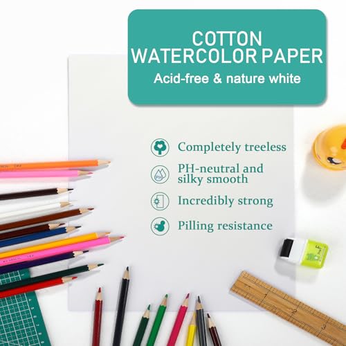 TecUnite 60 Sheets Watercolor Paper Pad Bulk, 8.5 x 11.5 Inch, Cold Press - color: Cold Press, size: 8.5 x 11.5 inch