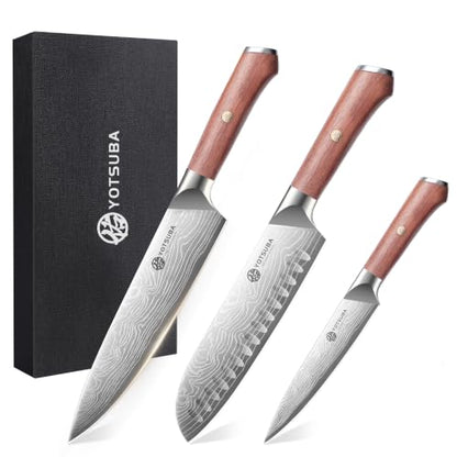 YOTSUBA 3 PCS Japanese Kitchen Knife Set with Full Tang Rosewood Handle - style: 3pcs knife set