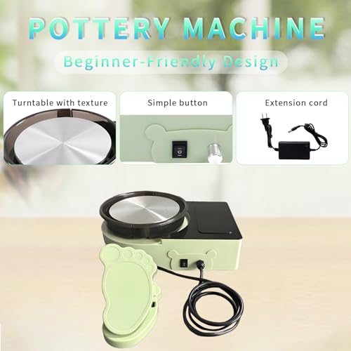 Pottery Wheel Machine with Foot Pedal, 6" Turntable Two-Way Rotation Clay Wheel，Electric Ceramic Forming Machine with Detachable Basin,DIY Clay Potter's Wheel Kit for Kids and Beginners Adults at Home