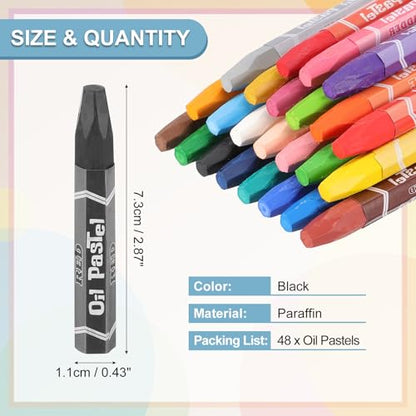 PATIKIL Black Oil Pastels, 48Pcs Soft Oil Crayons Pastels Stick Vibrant and Creamy Art Supplies Bulk for Artists Beginners Art Painting Drawing Blending Graffiti Gallery - color: Black