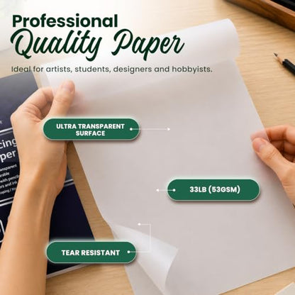 MyArtscape Tracing Paper Pad - 9 x 12 in 150 Sheets 33 lb | Transparent tracing paper for drawing with 33 lb acid free paper for pencils pens markers and ink
