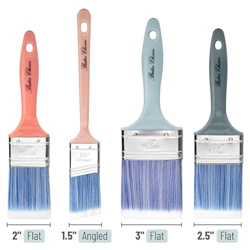 Bates Vintage Color Plastic Handle Paint Brushes - 4 Pack, Stain & Furniture Brushes, Ideal for Walls & Painting - color: Vintage Plastic Handle, size: 4 Pack, 1.5", 2", 2.5", 3"