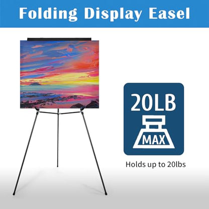 Falling in Art 63 1/2'' Aluminum Flip Chart Easel Stand, Black, 4 Pack | Presentation Easel with Adjustable Floor for Boardroom, Whiteboard, Paper Pads, Signage - style: Black 4-Pack