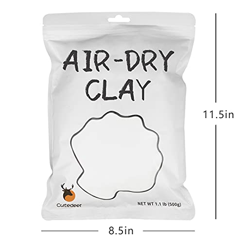 Cutedeer White Air Dry Clay, 1.1lb Foam Modeling Clay, Soft Squishy Molding for Kids Adults, Arts & Crafts Project Slime Supplies(1.1lb - 2 Pack, White) - color: White, size: 1.1lb - 2 PACK