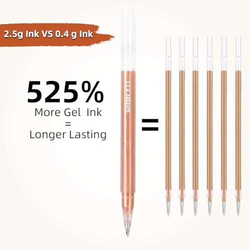 12 Yellow Glitter Gel Pens Set, 1.0 mm Fine Point for Black Paper & White Paper, Large Capacity Pens for Journaling, Adult Coloring Books, Drawing, Note Taking, Highlighting - color: yellow