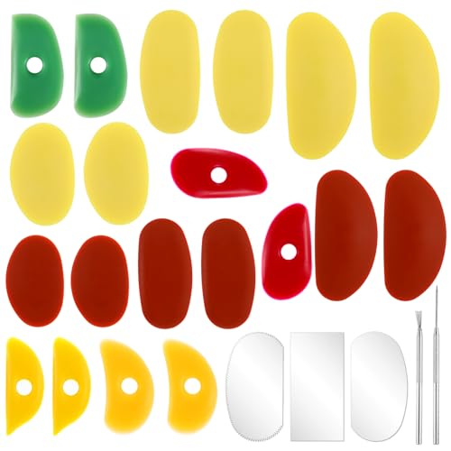25 Pcs Silicone Pottery Ribs, Multi Styles Clay Soft Rubber Sculpting Tools for Ceramics, Smoothing, Trimming, in 6 Colors