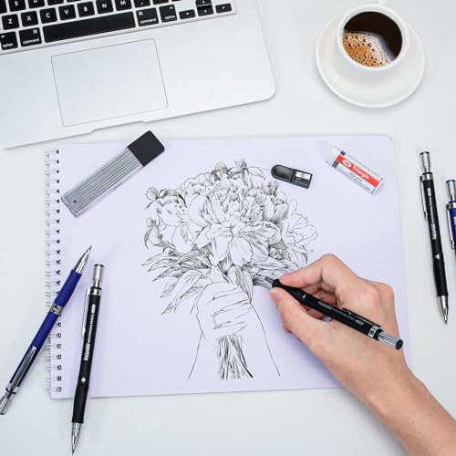 MyLifeUNIT 22 Pcs 2.0 mm Mechanical Pencils Set, 8 Pcs Lead Pencils with 10 Case Lead Refills 2B, HB Black & Colors, 2 Pcs Erasers and 2 Pcs Sharpeners for Drawing, Sketching and Drafting - color: Multicolor