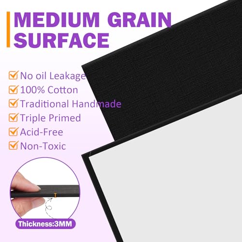 12 Pack Black Canvas for Painting 11x14 Inch, Canvas Boards for Painting, Cotton Primed Acid Free Blank Canvas Panels for Oil, Acrylic Paint and Tempera. - size: black canvas 11x14in 12pack