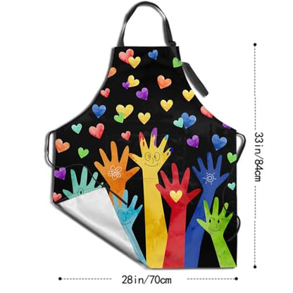 Funny Apron Polyester Grooming Aprons with Pocket for Cooking Kitchen Grilling Adults - color: Colorful Hands Black