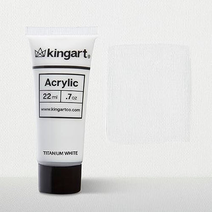 KINGART PRO Artist Quality TITANIUM WHITE Acrylic Paint, 22ml (0.74oz) Tubes, 3 Pack - Set (66ml Total), Titanium White